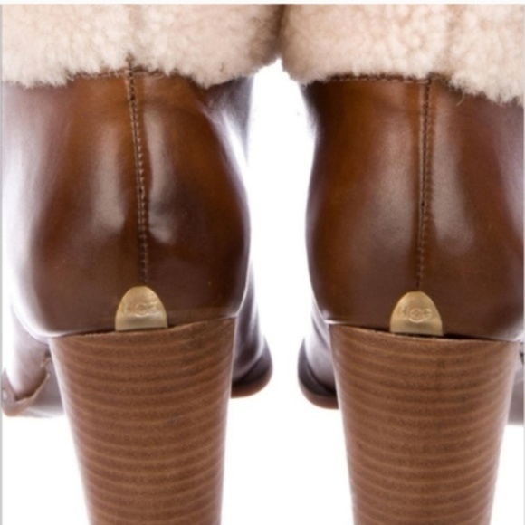 NWT Camel Champagne Ugg Ava Leather Shearling Boot - Picture 3 of 6